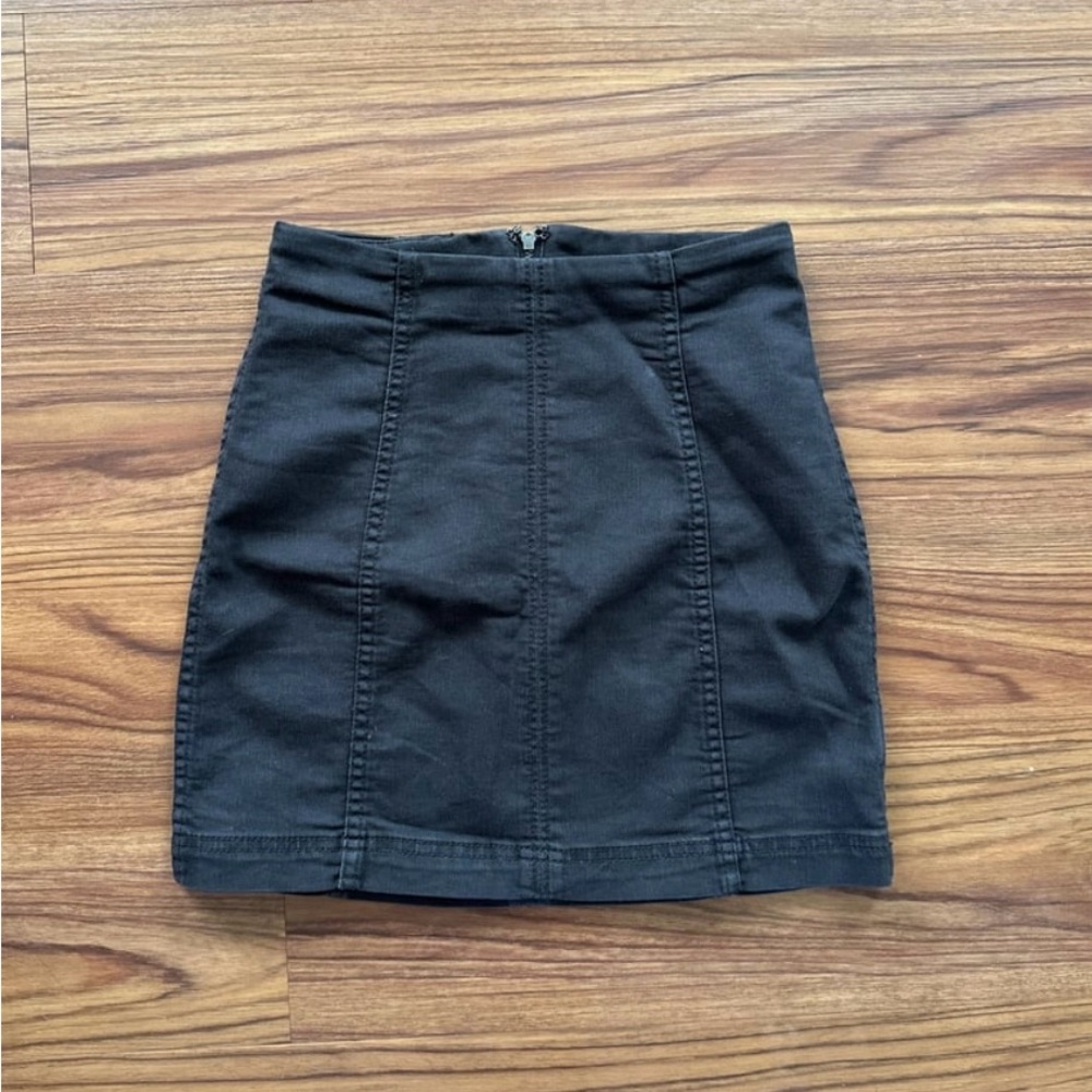 Free People Black Denim Mini Skirt